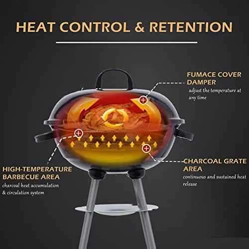 Grilling Grill Backyard BBQ Black) Kettle Charcoal & Pitmaster Grill Tailgating Stainless & for (18" Steaks, Backyard Burgers, Steel Portable Standing Cooking Outdoor