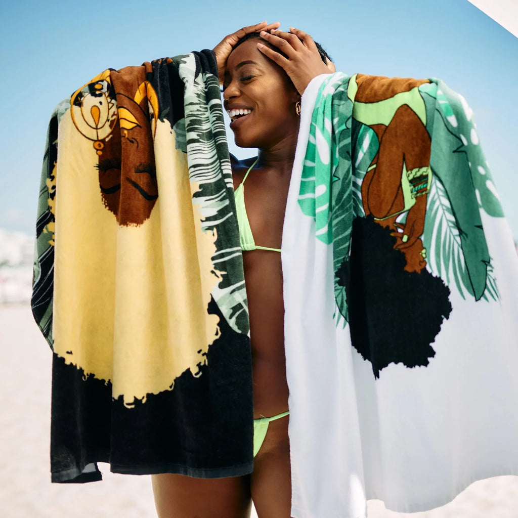 My Fro Plush Ziggy Pardon Cotton Piece 1 Large for 60", Beach Towel Women, 30" x