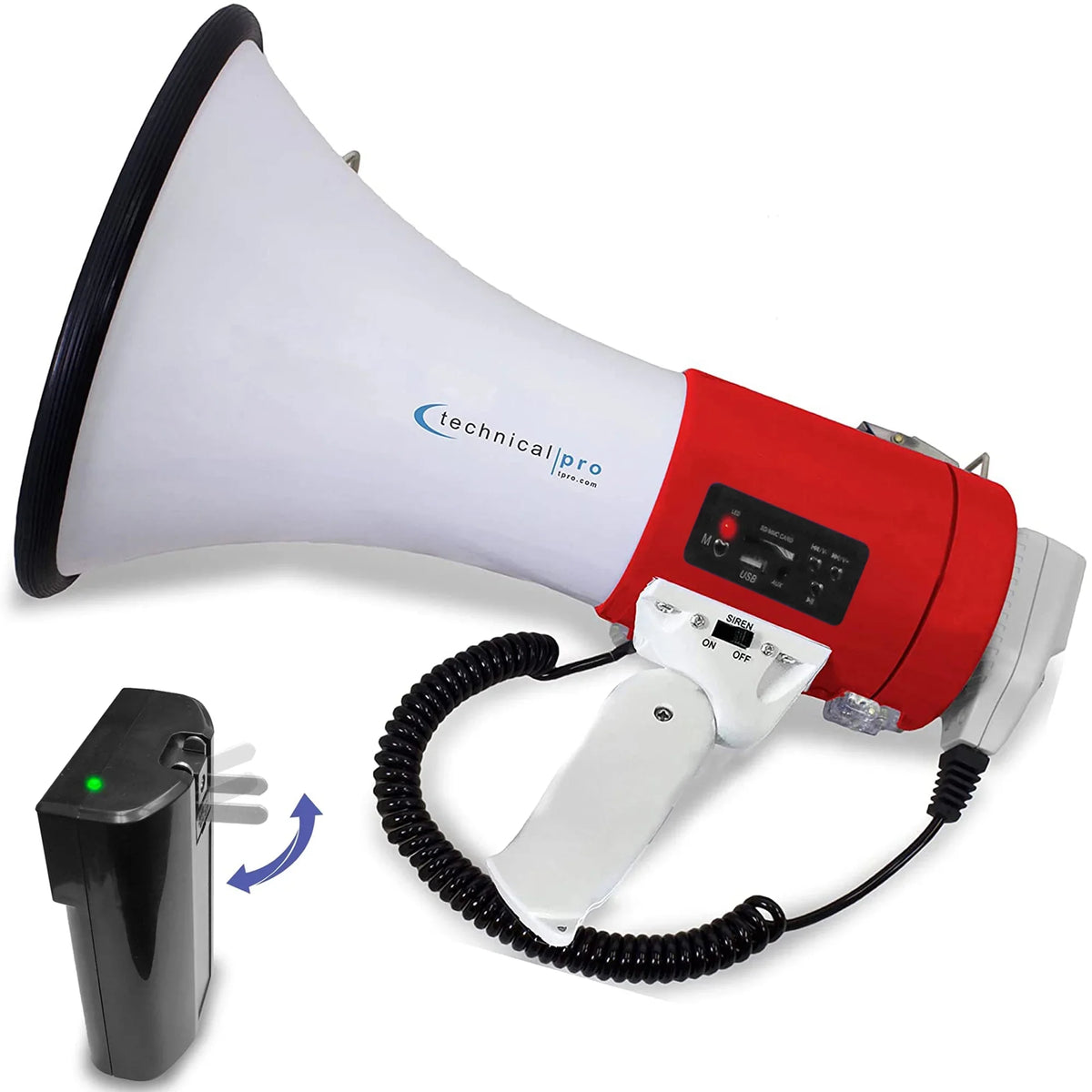 Trainers, Charger, w/ Battery, for Bullhorn Speaker Rechargeable Soccer, Detachable Leaders Pro Red AC Built-In Wall Megaphone a Portable w/ Microphone 75-Watt Coaches, Good Technical Cheer