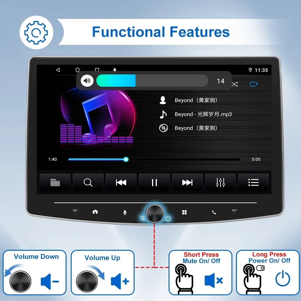 1 Player Android Car Radio Touch Receiver USB USB Carplay with Audio 10 Single Multimedia Camera Screen Din Mirror Stereo HD Link Reversing Bluetooth AHD Inch FM Apple Auto including
