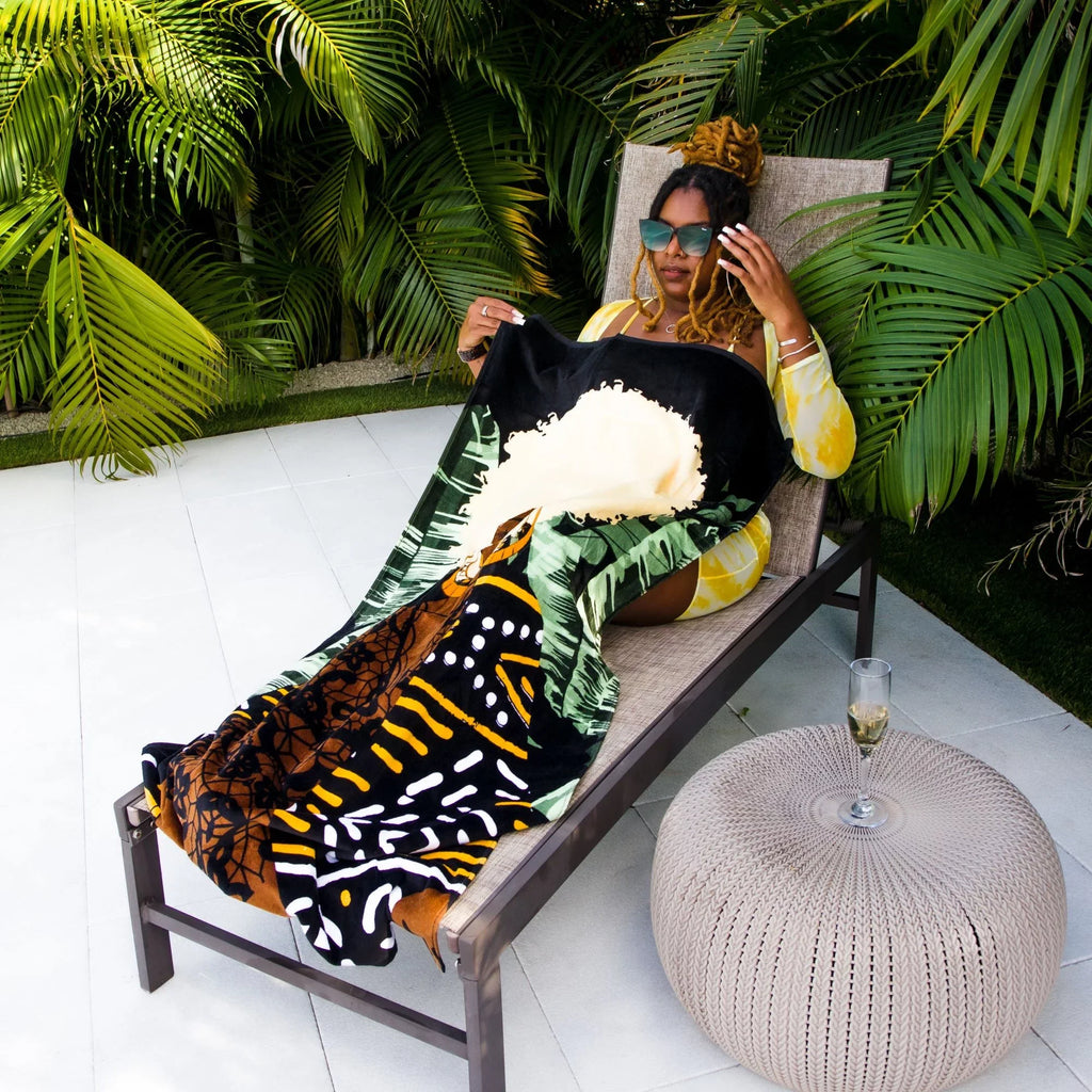 My Fro Plush Ziggy Pardon Cotton Piece 1 Large for 60", Beach Towel Women, 30" x