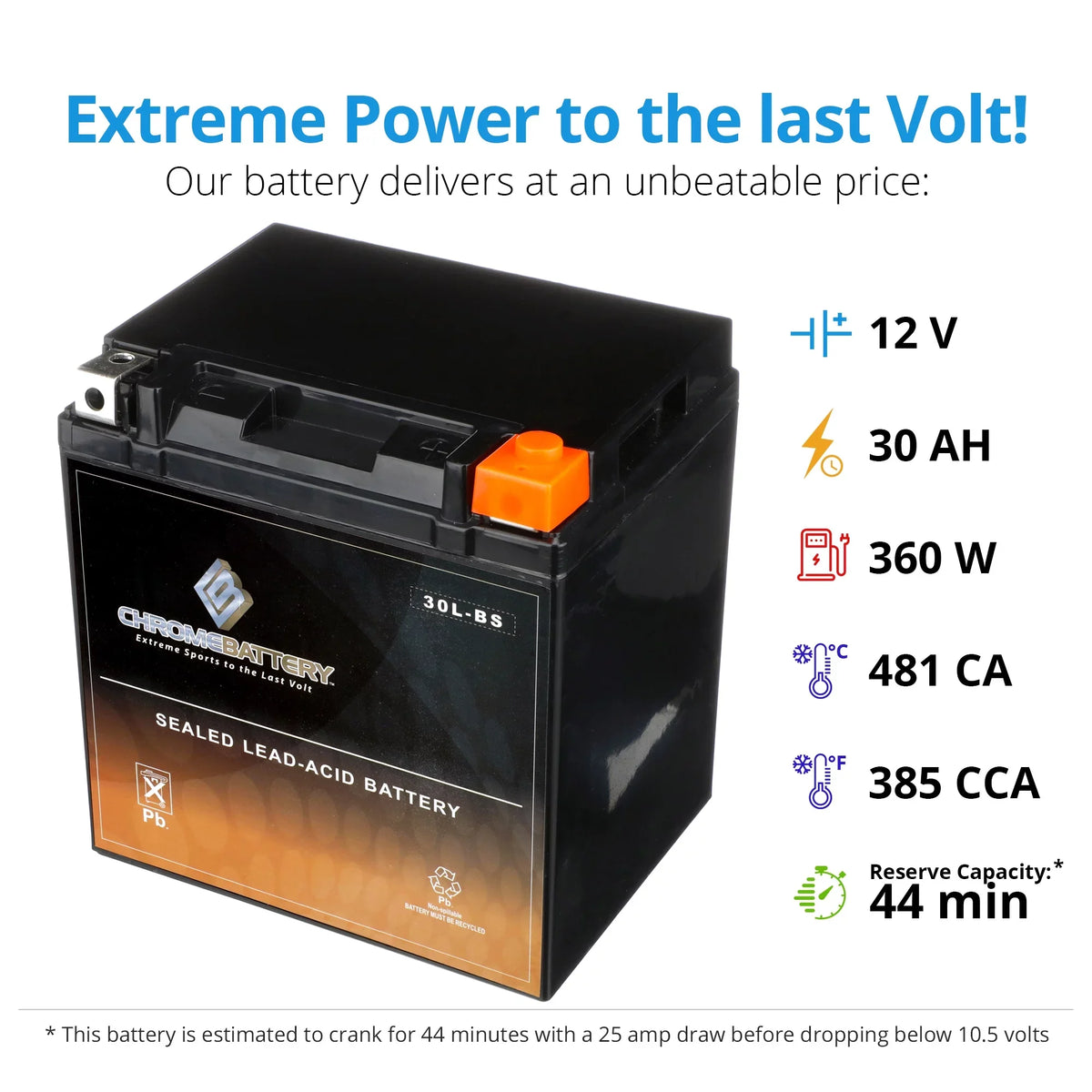 Chrome 12 for Brp 2005 YTX30L-BS CCA) (sea-doo) Volt,30 270 Ah, (30L-BS 1500 Rxp Battery Battery