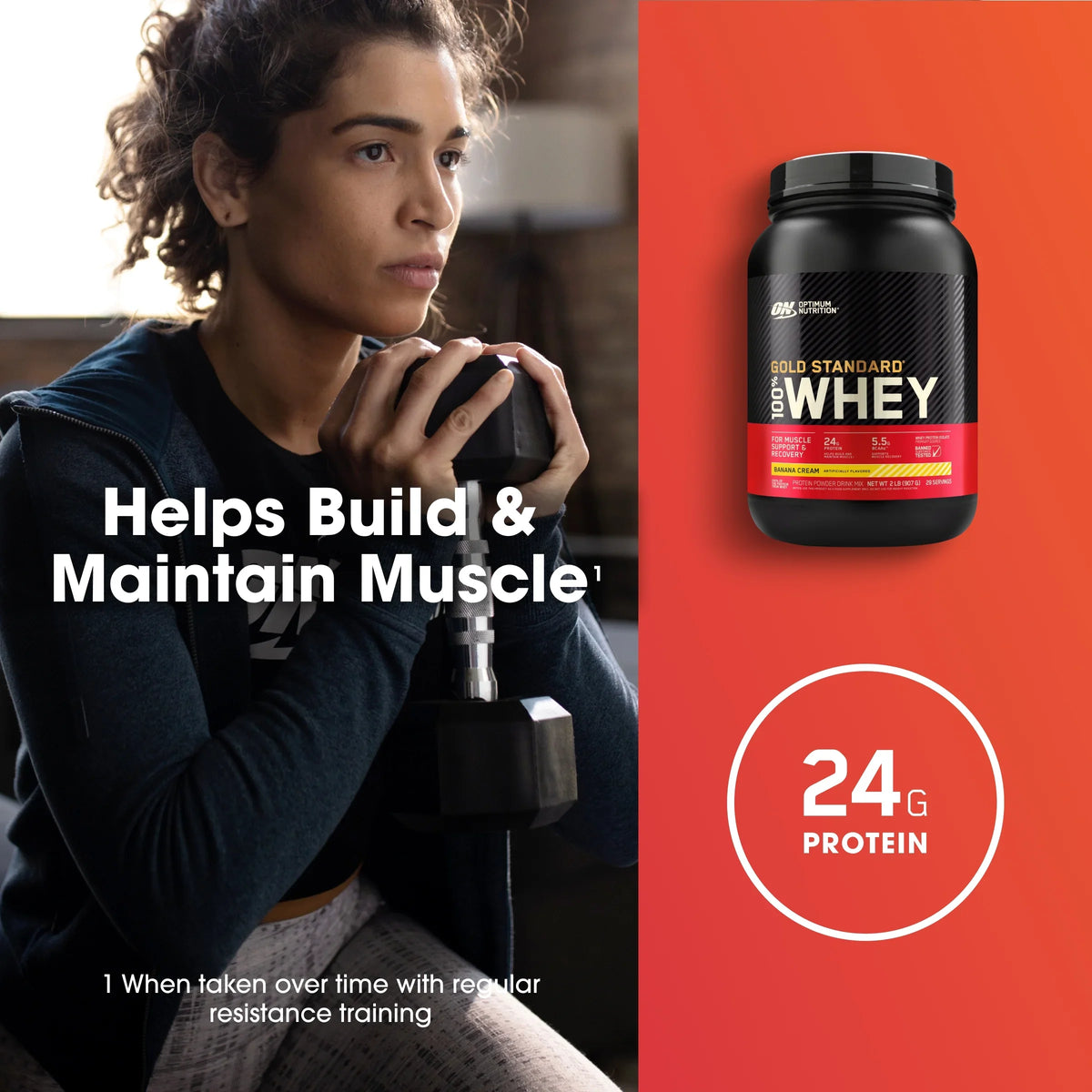 Protein 2 Servings Optimum Cream, Banana Whey 100% Gold Standard Nutrition, 29 lb, Powder,