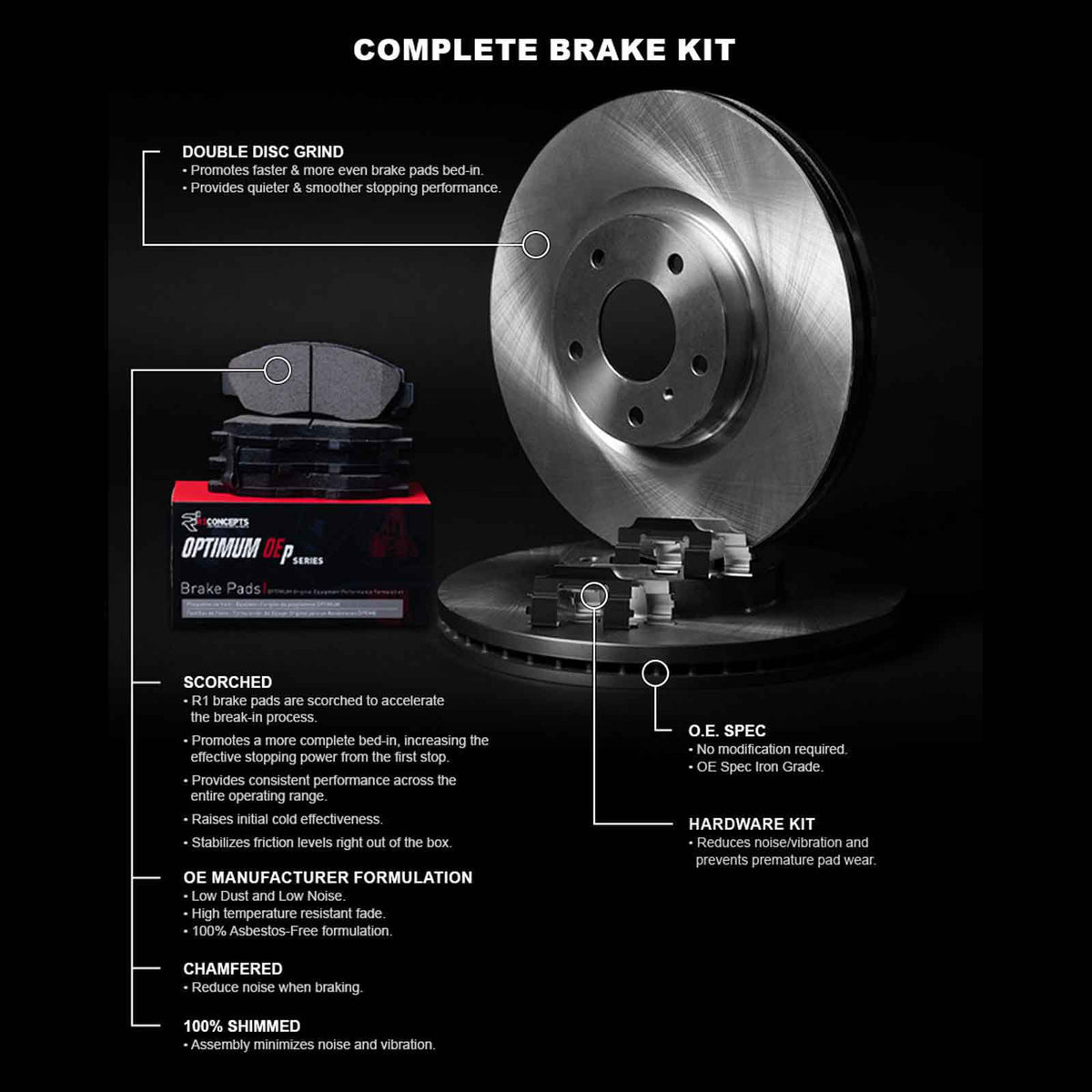 Brake Optimum Rotor Fits SE HYUNDAI R1 SONATA Concepts 03258 Blank Concepts With Pads 2015 Wfuh1 R1 TUCSON, HYUNDAI 2016-2017 & Oe select:
