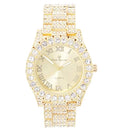 ST10327LA Out Big Out Rocks Iced Blinged Fully Charles (Gold-Gold) Women's Hop Numerals Wristwatch with Roman Raymond Dial - Hip
