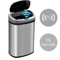 Lid, Can Anti-Fingerprint Touch-Free Kitchen Home, 13 Mute Stainless NiamVelo Gallon Sensor, Can with Automatic Bin for Waste & Designed Garbage Silver Trash Motion with Steel Office