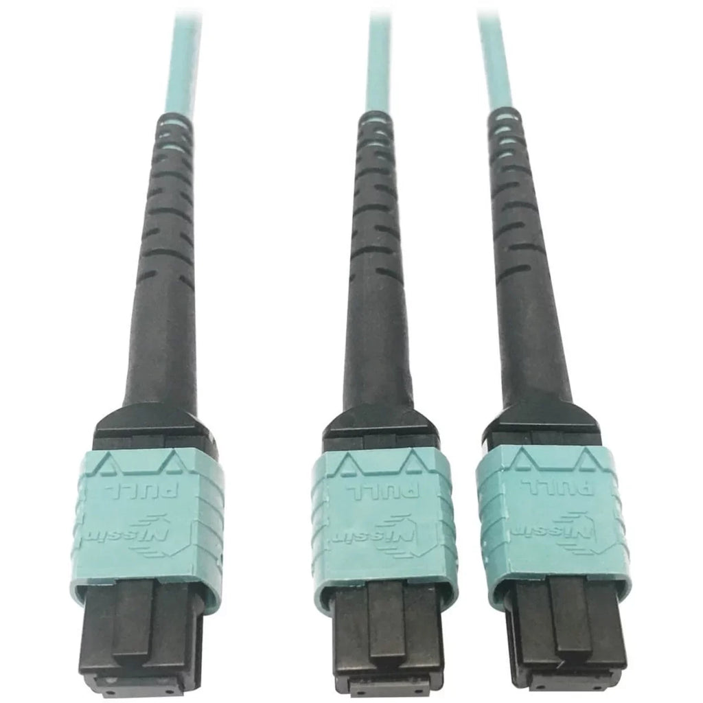 Series 12F 1 Tripp 400G to Aqua, Eaton MTP/MPO-PC MTP/MPO-PC 24F OM4 (x2) 50/125 Optic m Lite Cable, Fiber Plenum (F/F), Multimode