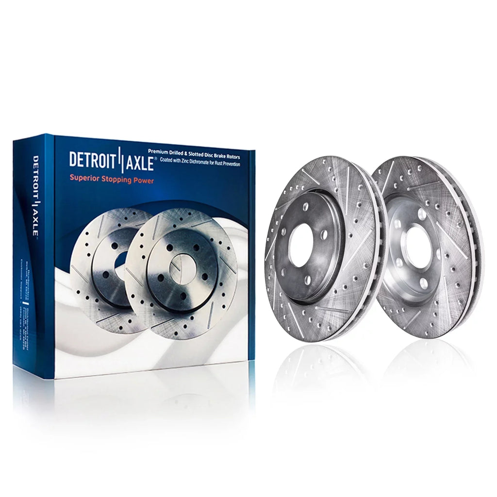 Brake 2009 2007-2017 Kit - 2016 11.89'' Slotted Wrangler Brakes for Front Ceramic 2013 Front Replacement 2012 & Jeep Brake Rotor 2008 2010 2015 : 2014 2011 Rear Drilled Axle Rotors Detroit Pads
