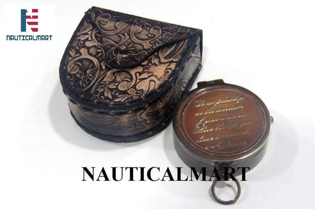 leather compass for with gift NauticalMart brass case