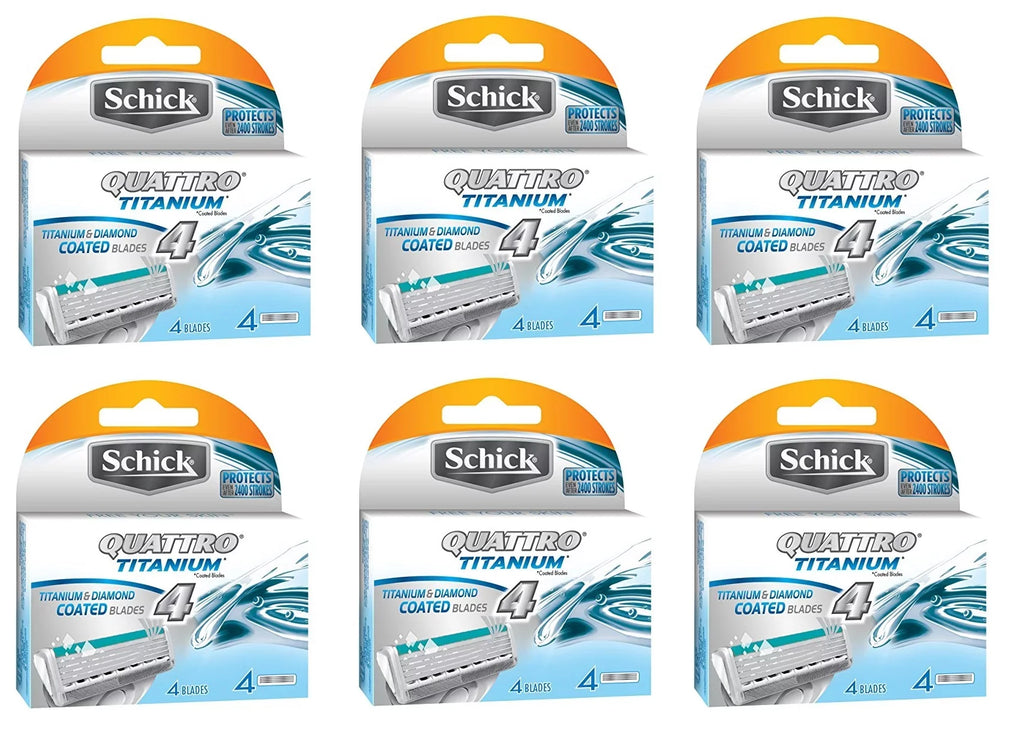 '- Facial Remover Refill Quattro Count 24 Schick Hair Titanium + Spring Cartridges