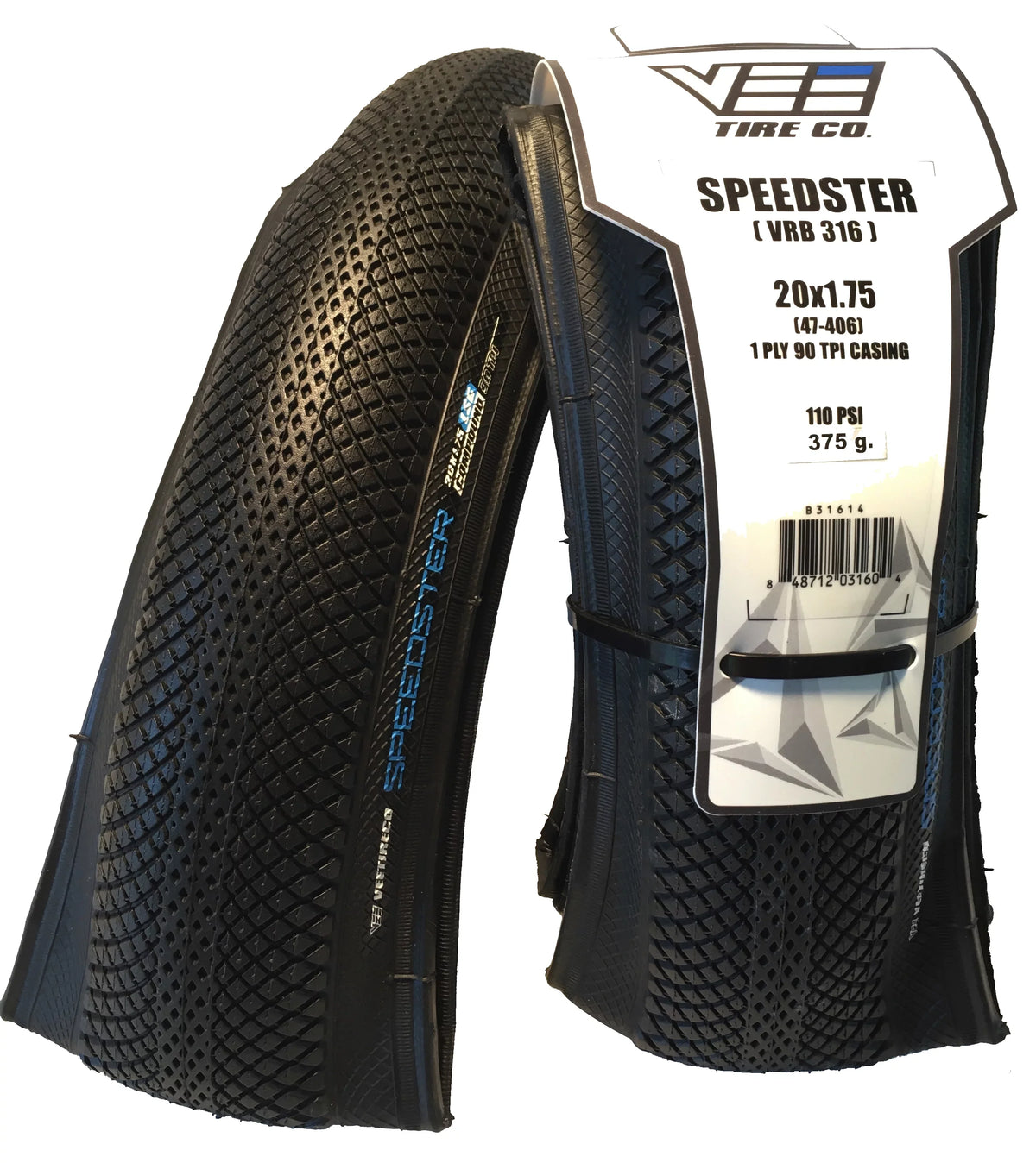 Folding Rubber Vee Bead BMX Black 2 20x1.75 47-406 Speedster Sidewall Tires Bike