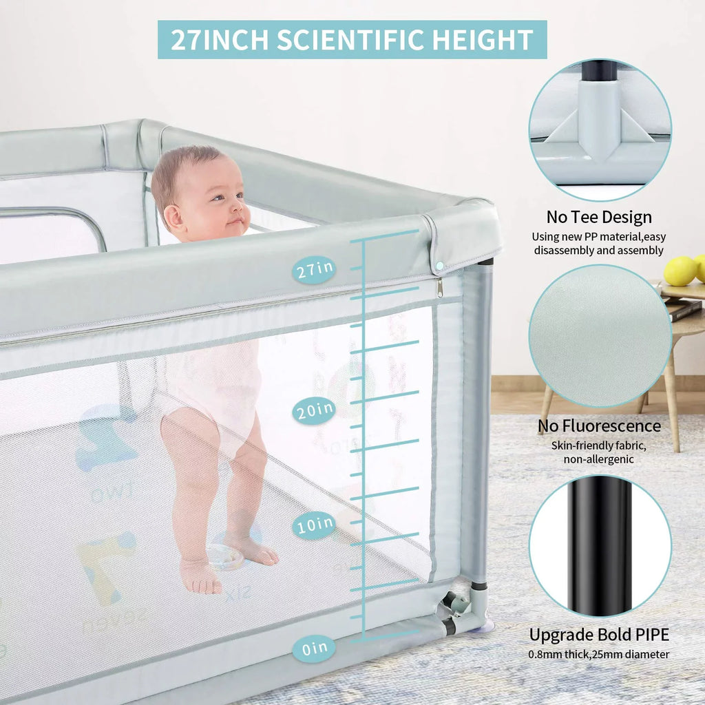 Baby with Pull inch 59*70*27 Nordmiex for Playpen Yard Two Baby Play Safety Rings,