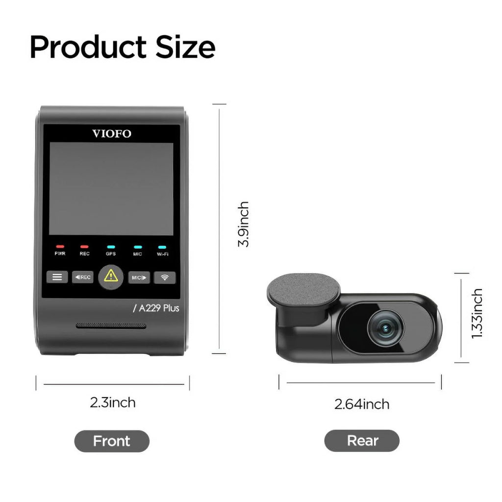 with A229 QHD Support Max Voice 2, VIOFO Cam 2-Channel Dash 2K/2K Wi-Fi, Control, GPS, Mode, Plus STARVIS 512GB Parking