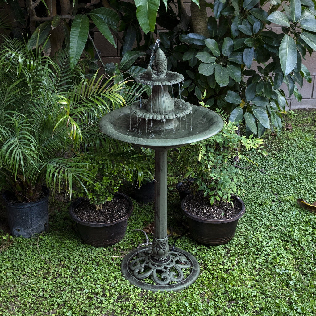 Plastic Green Pedestal Corporation Alpine Bird Fountain Bath, 3-Tier
