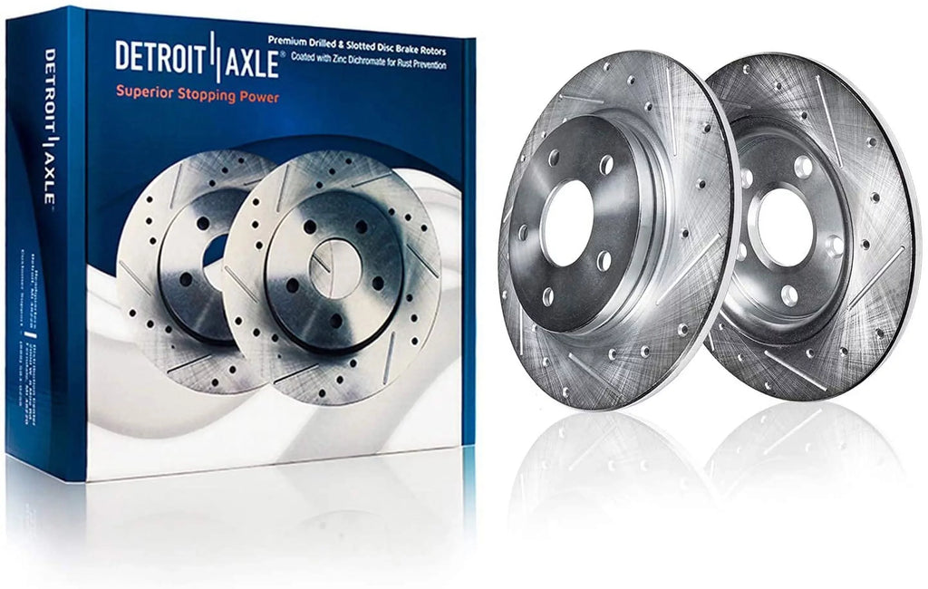 Brake 2009 2007-2017 Kit - 2016 11.89'' Slotted Wrangler Brakes for Front Ceramic 2013 Front Replacement 2012 & Jeep Brake Rotor 2008 2010 2015 : 2014 2011 Rear Drilled Axle Rotors Detroit Pads
