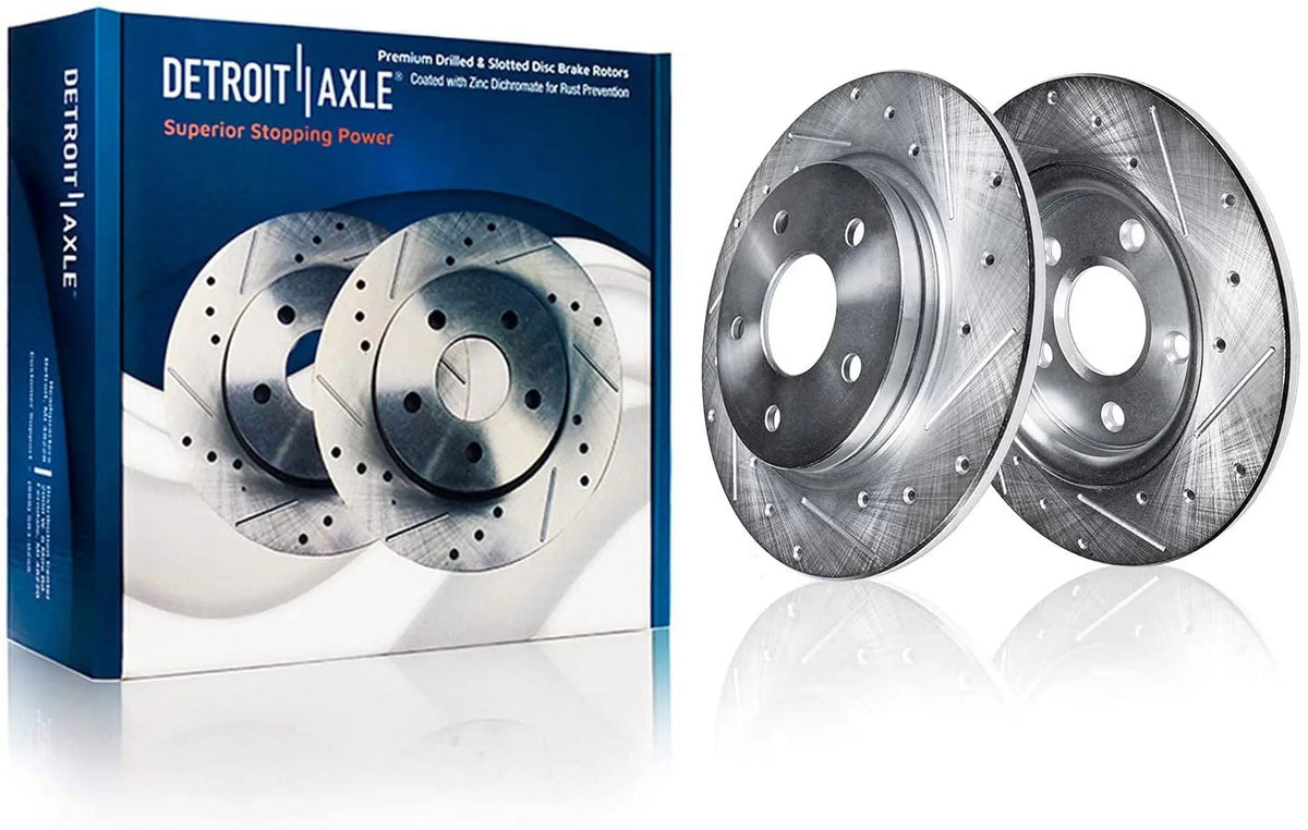 Brake 2009 2007-2017 Kit - 2016 11.89'' Slotted Wrangler Brakes for Front Ceramic 2013 Front Replacement 2012 & Jeep Brake Rotor 2008 2010 2015 : 2014 2011 Rear Drilled Axle Rotors Detroit Pads