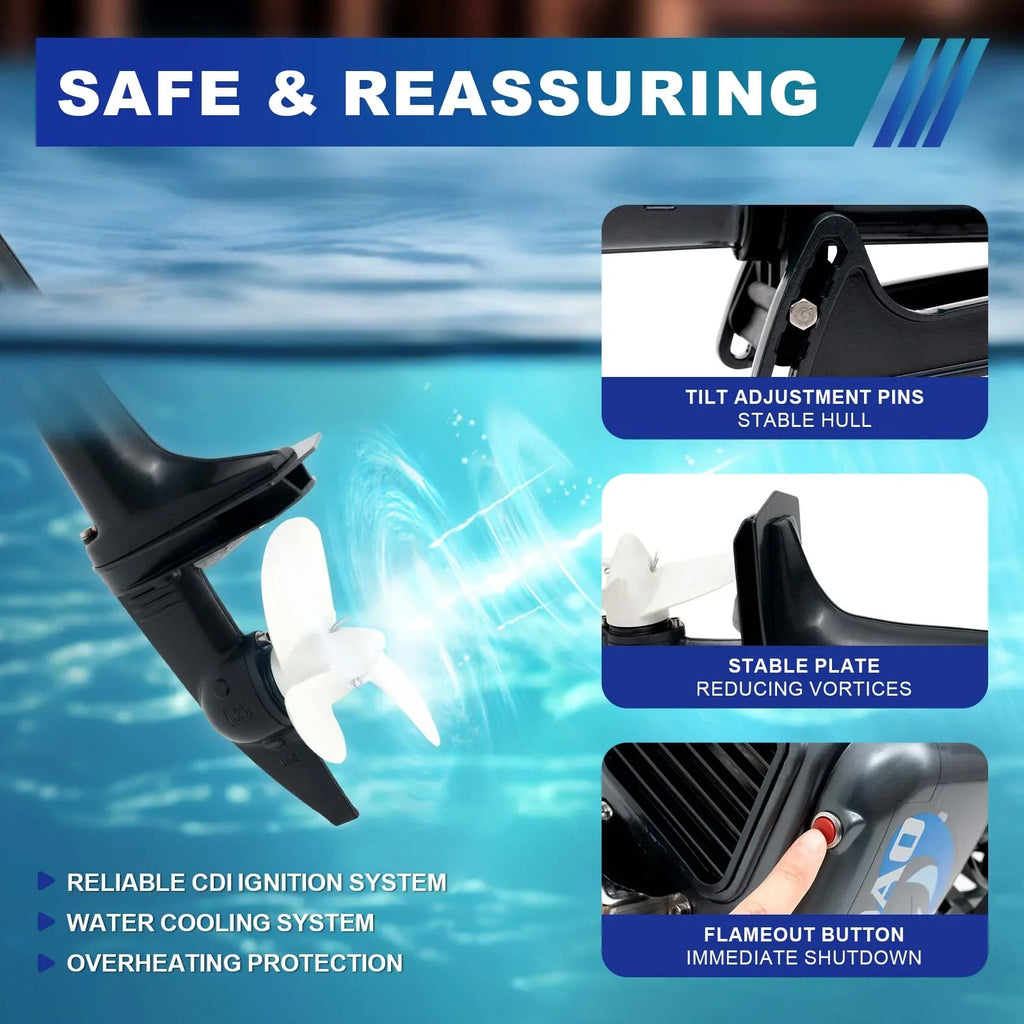 2 Fishing 3.5HP Stroke Water Cooling Boat Motor Outboard WUZSTAR W/CDI Engine System