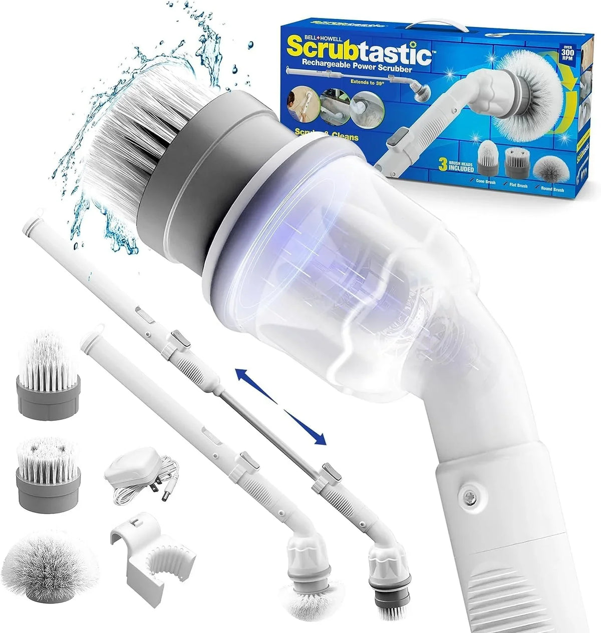 Scrubber Spin Surface Cleaner, Pack and & Brush 1 Multi-Purpose Heads Electric Scrubber Scrubber Scrubtastic 3