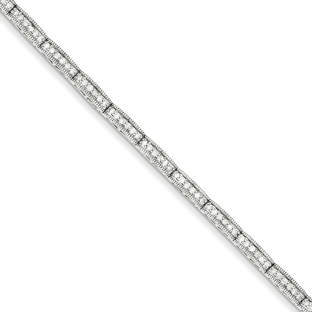 Carat Diamond 14k White Gold Bracelet. 1.02ct Wt- Fancy