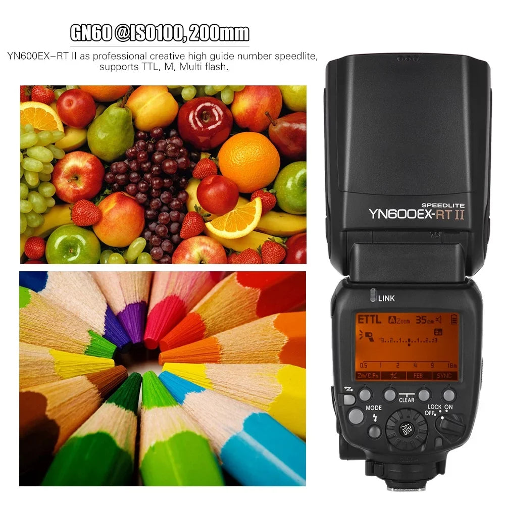 Master Professional II HSS, RT Zooming, 600EX-RT with Flash GN60, II with 1/8000s Wireless, YN6000 Speedlite TTL EX 2.4G YN600EX-RT Compatible Auto/Manual Camera as