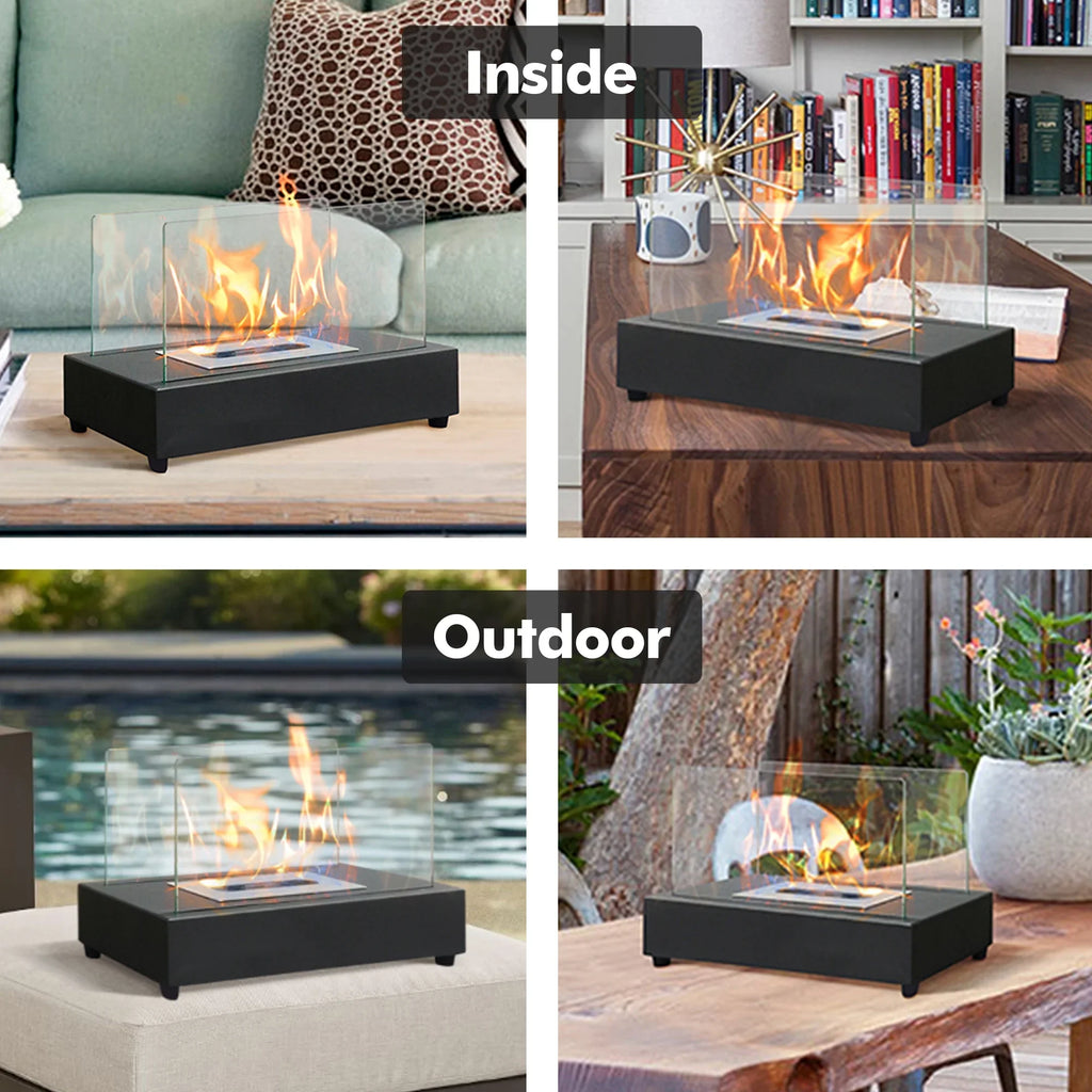 x 7.1'' Metal 8''H Bio x Ethanol Outdoor Flame Guard Skypatio Fireplace 13.98''L Tabletop Ventless with W