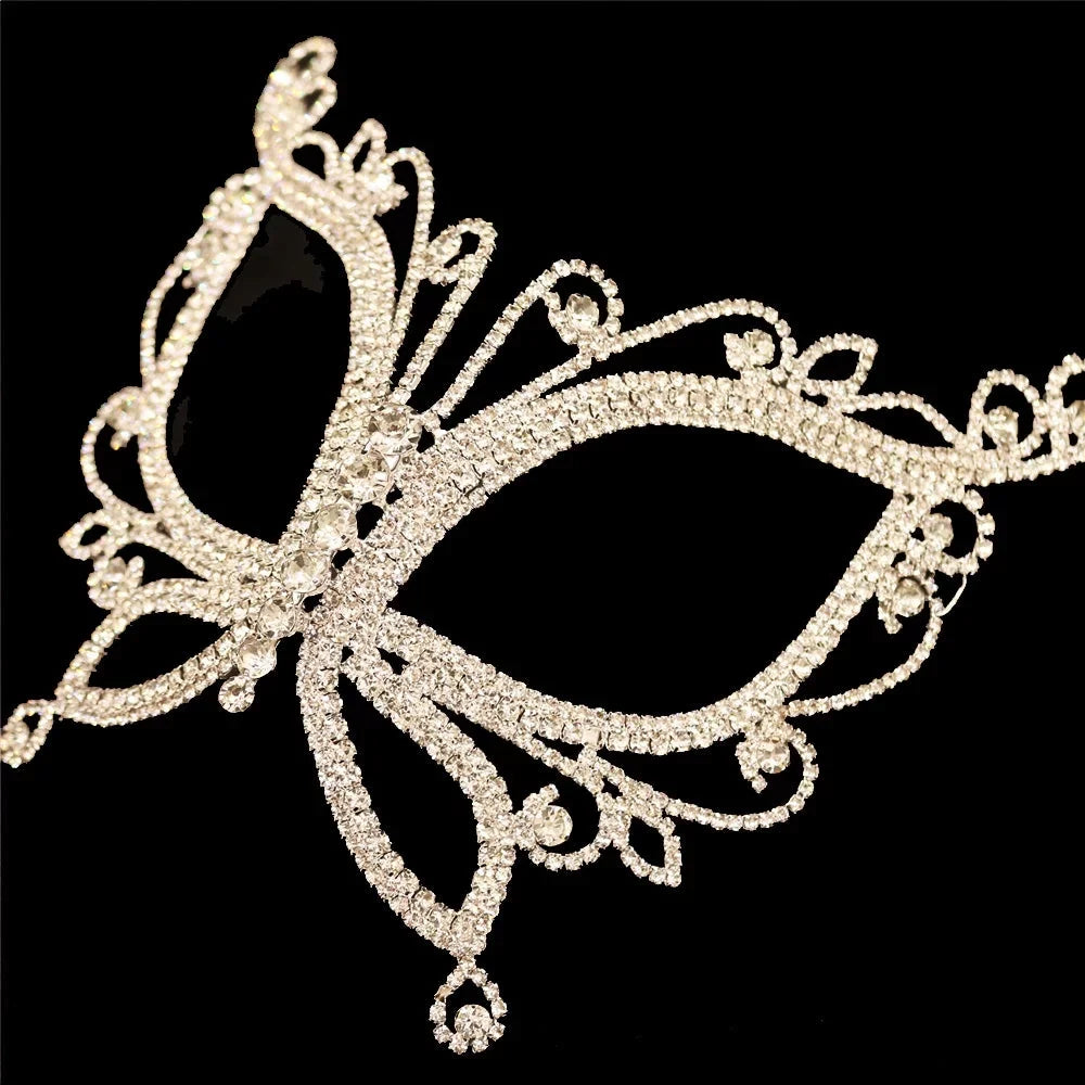 Accessories Halloween for Butterfly Masquerade Women Face Crystal Mask Rhinestone