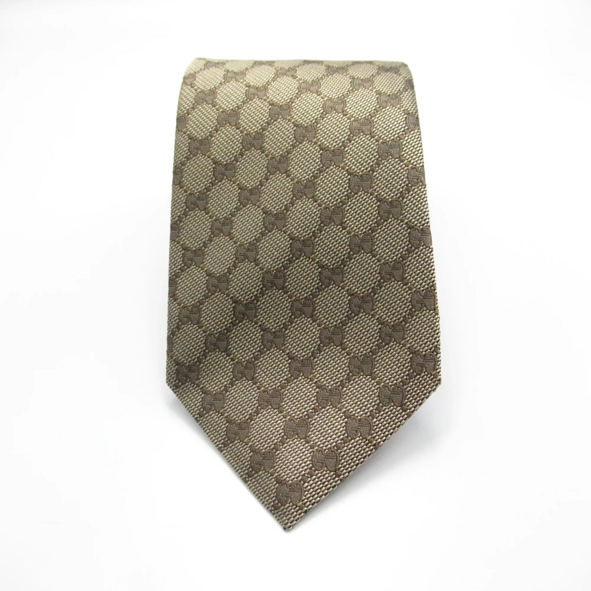 GUCCI silk Beige (New) tie Pre-Owned