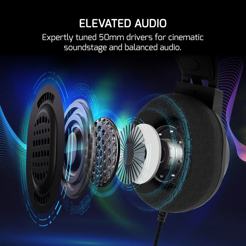 '- Black Virtual with Wired Sound, PS4, Noise Gaming 50MM for Audio, Headphones Mic 7.1 360 GAMEPOWER PC, Spatial Led Design, USB Drivers, Surround Voldon Comfort Headset Cancelling Playstation, PS5,