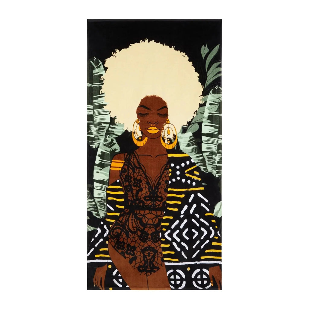My Fro Plush Ziggy Pardon Cotton Piece 1 Large for 60", Beach Towel Women, 30" x