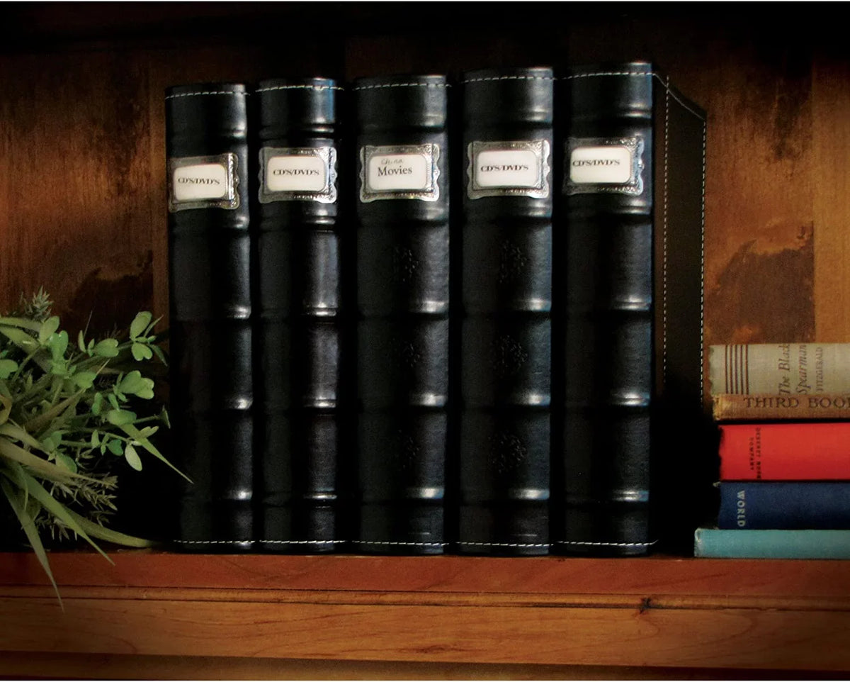 DVDs, Blu Leather - - Storage for Video Sheets Capacity Bellagio-Italia - - Set Rays, 6 Pack Organizer Binder Games Acid-Free Organizer - 288-Disc - Storage CD/DVD Binder Black CDs, &