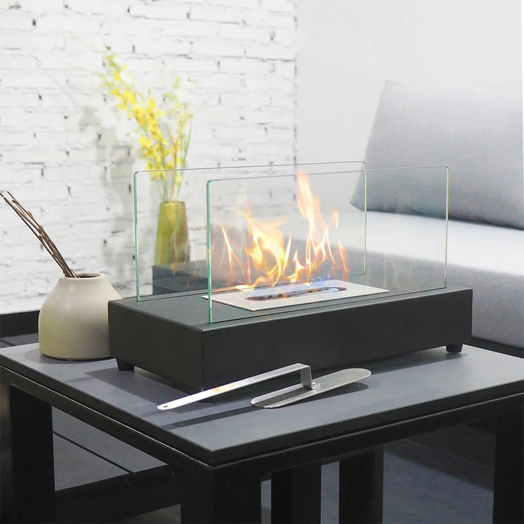 x 7.1'' Metal 8''H Bio x Ethanol Outdoor Flame Guard Skypatio Fireplace 13.98''L Tabletop Ventless with W