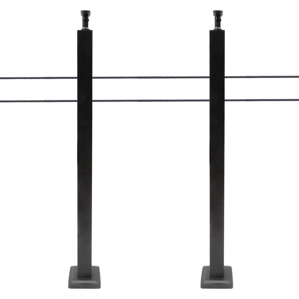 Two Concrete Post Railing Level System Sides Steel Cable Wood Deck Level Railing Pre-Drilled Post Square 36''x2''x2'' Stainless Cable Fence for