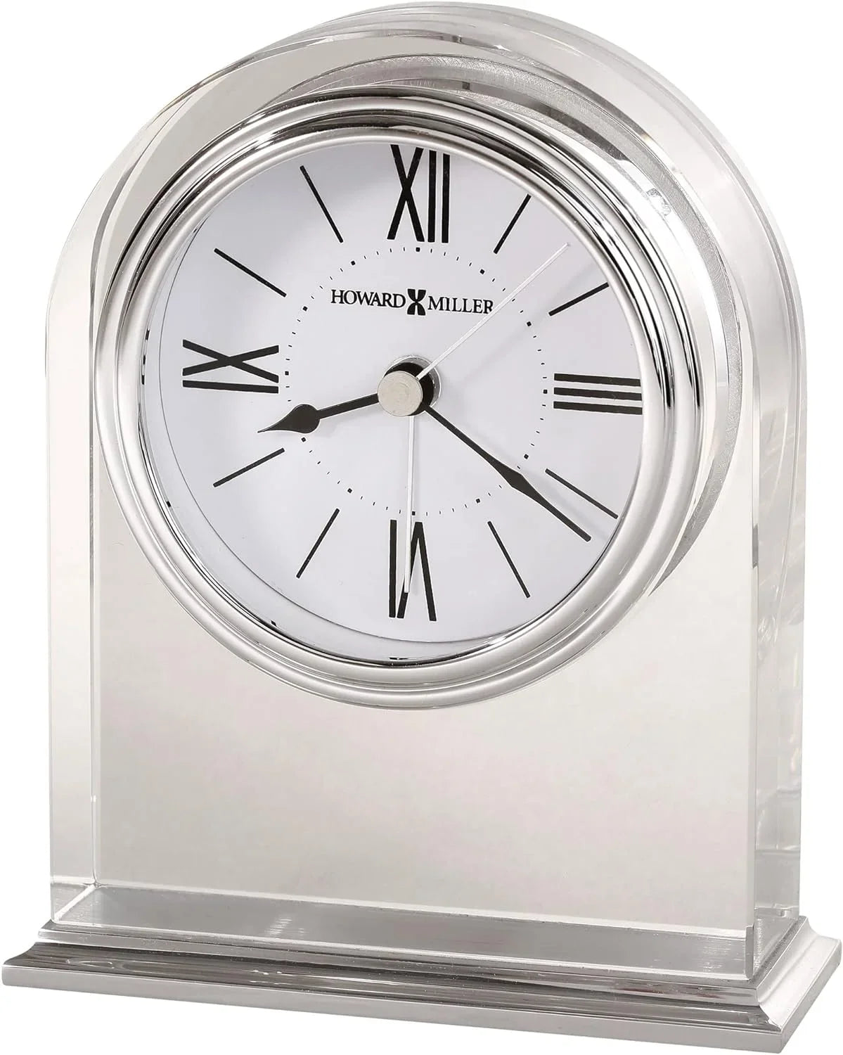 Aluminum Optica Movement Quartz Bottom, Alarm Clock Felt Table 645-757 – Silver-Tone Arch, Base, Brushed/Polished Crystal Bezel, Waterfall