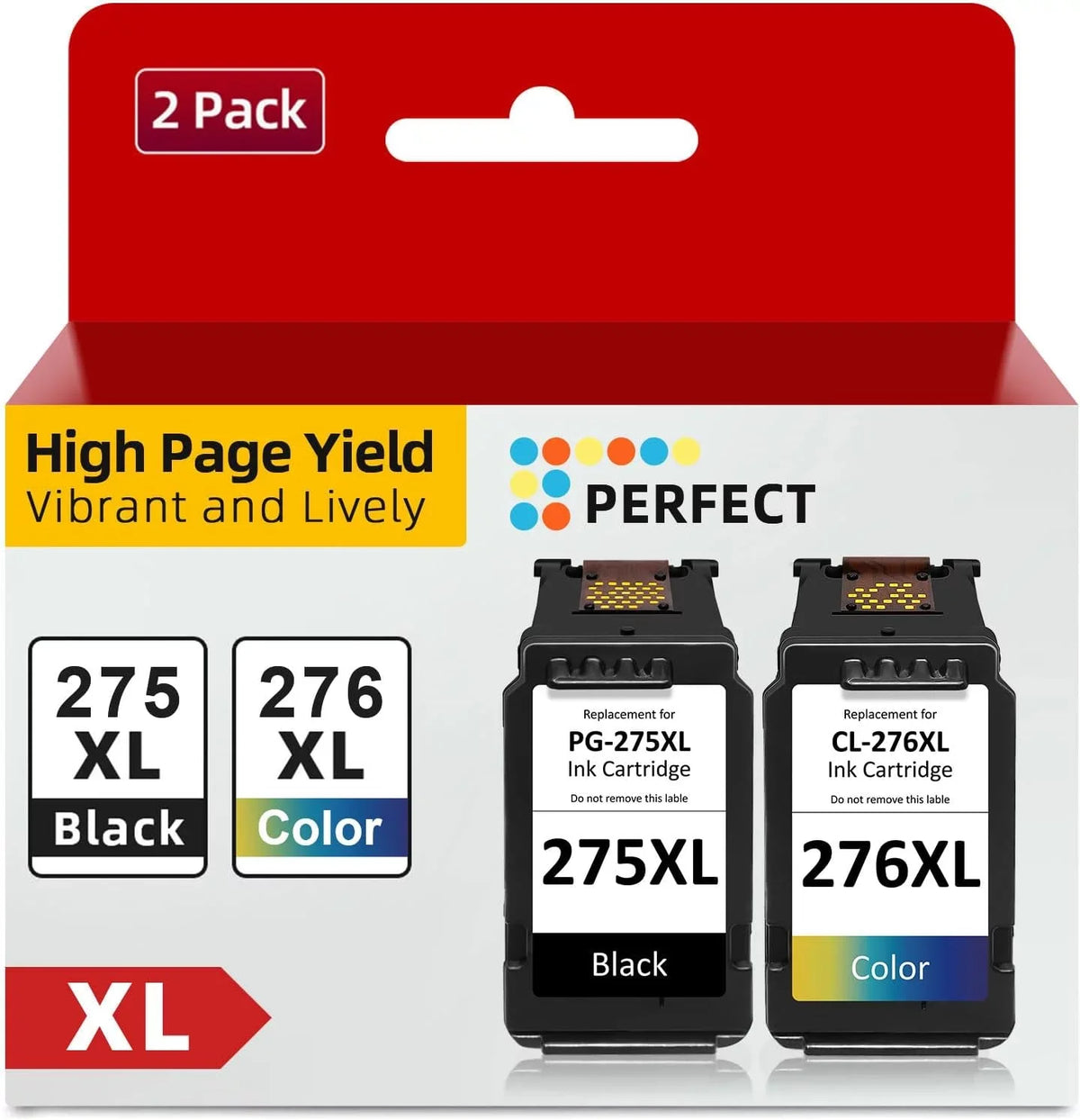 2 Pack Ink Cartridge Printer 276XL Black/Tri-Color 275 TS3522; Ink Replacement 275XL 276 for TS3520 Canon