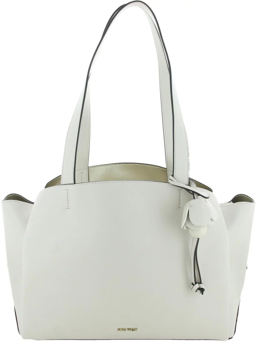 Medium Womens Faux East/West Satchel Ivory Leather Handbag Nine West Mariele