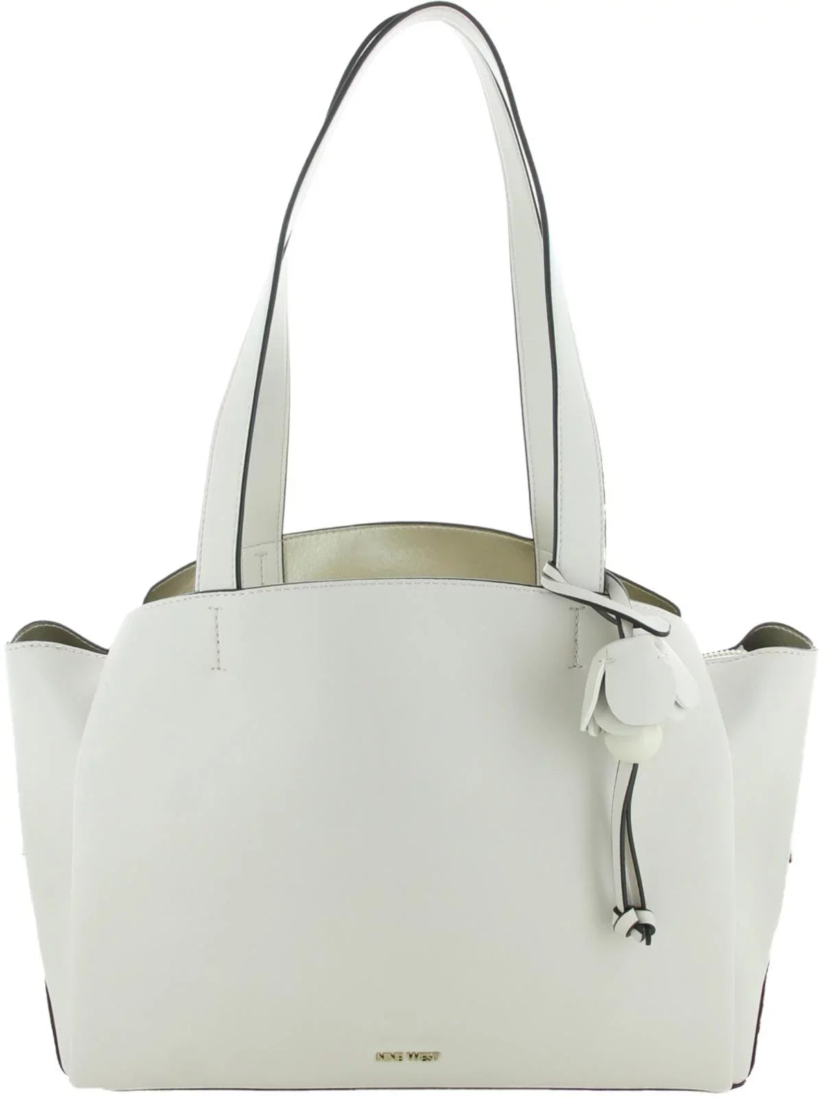 Medium Womens Faux East/West Satchel Ivory Leather Handbag Nine West Mariele