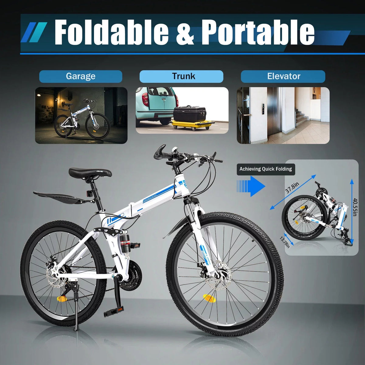 MTB Bicycle Disc Speed SHZICMY Bike Bikes Dual Folding 21 School Mountain Men 26" Brake