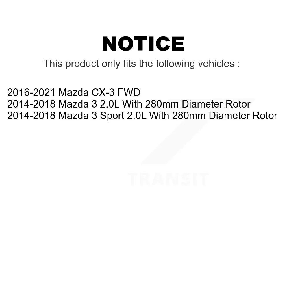 Front Pair K8-100545 Brake For Mazda Disc Sport 3 CX-3 Rotors