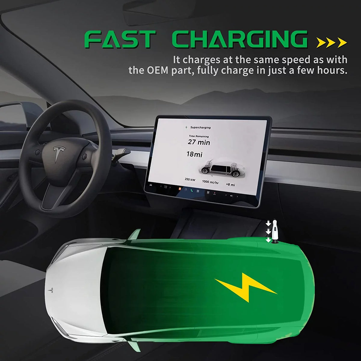 Chargers AC Campmoy J1772 - 250V Adapter, Vehicle to (EV) Compatible SAE (Black) 60A Electric Tesla & with J1772