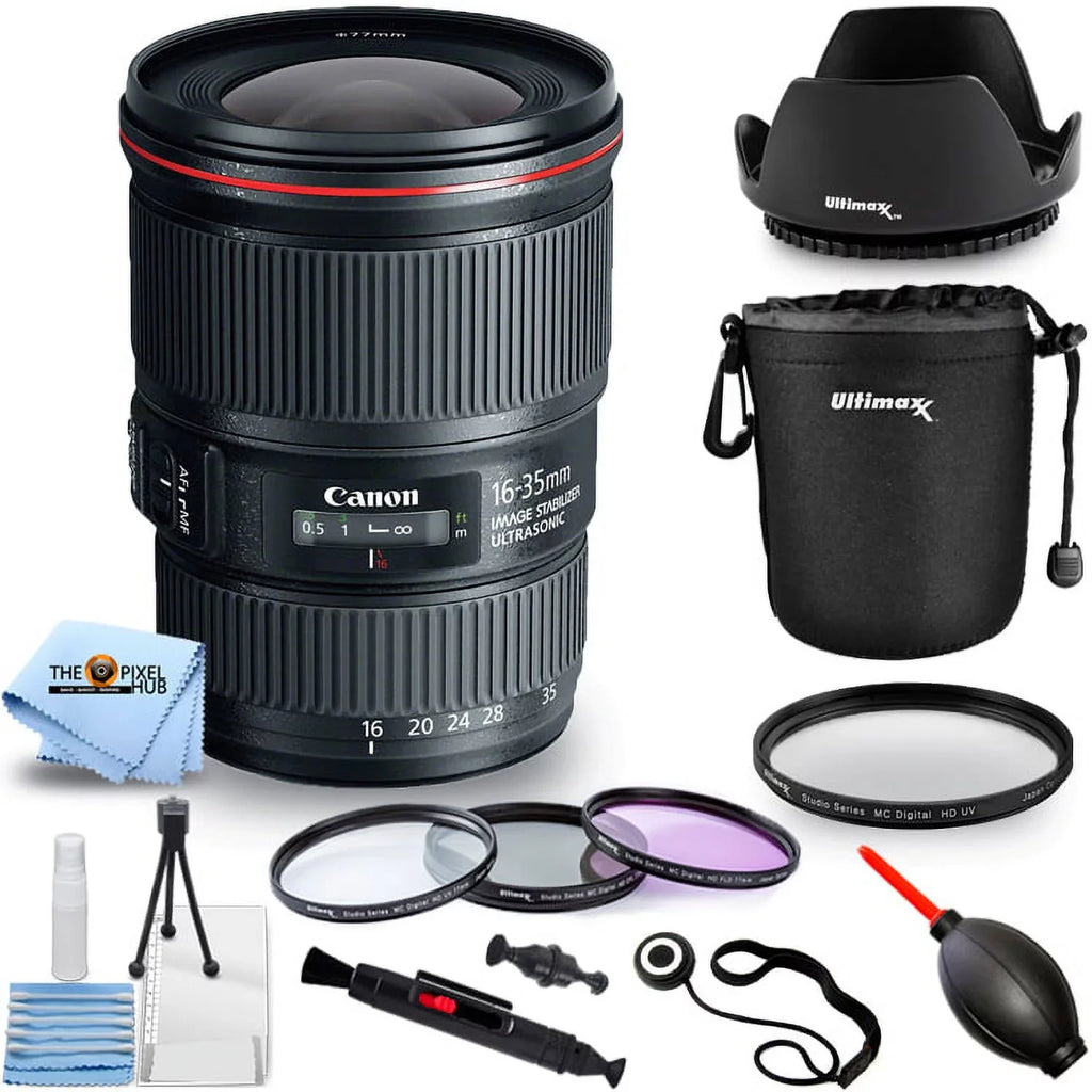 EF and 16-35mm Tulip Lens USM Filter IS Pouch, Keeper Canon Cap Includes: Hood Lens Bundle More Kit, - f/4L Pro Lens, Lens