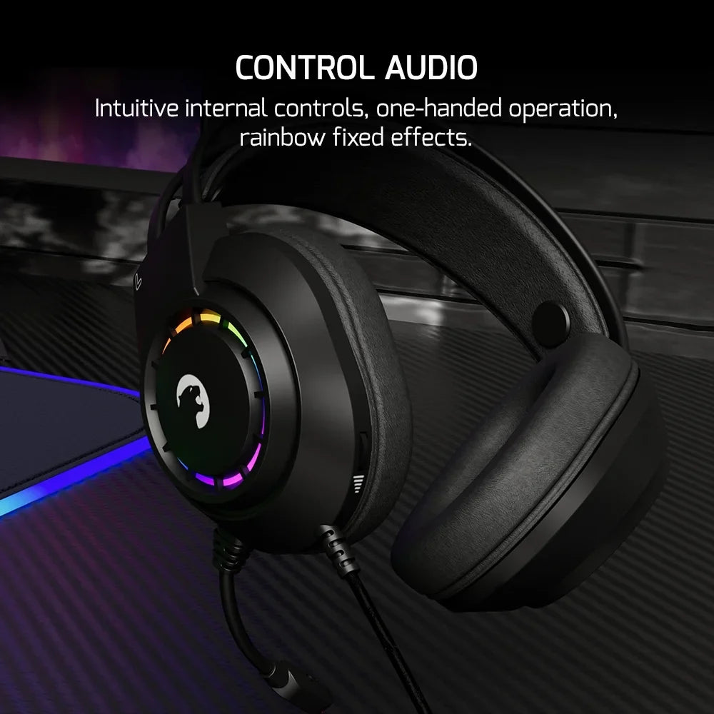 '- Black Virtual with Wired Sound, PS4, Noise Gaming 50MM for Audio, Headphones Mic 7.1 360 GAMEPOWER PC, Spatial Led Design, USB Drivers, Surround Voldon Comfort Headset Cancelling Playstation, PS5,