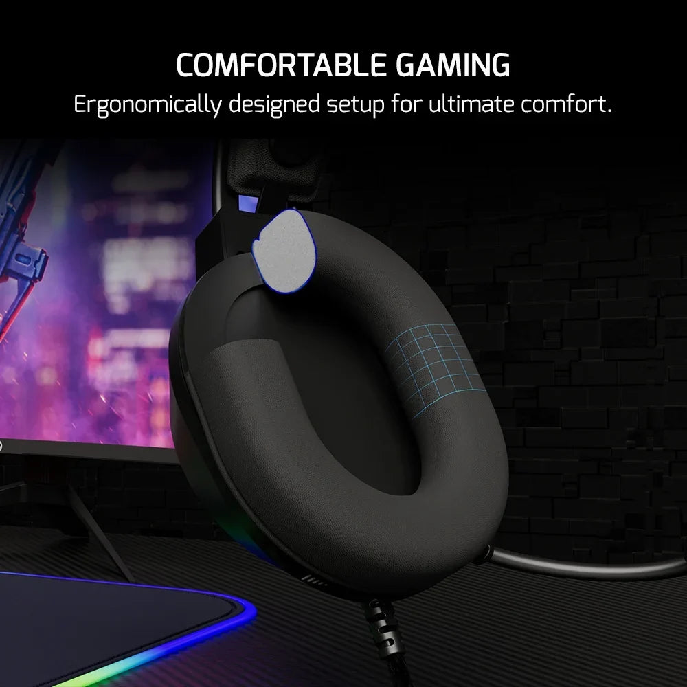 '- Black Virtual with Wired Sound, PS4, Noise Gaming 50MM for Audio, Headphones Mic 7.1 360 GAMEPOWER PC, Spatial Led Design, USB Drivers, Surround Voldon Comfort Headset Cancelling Playstation, PS5,