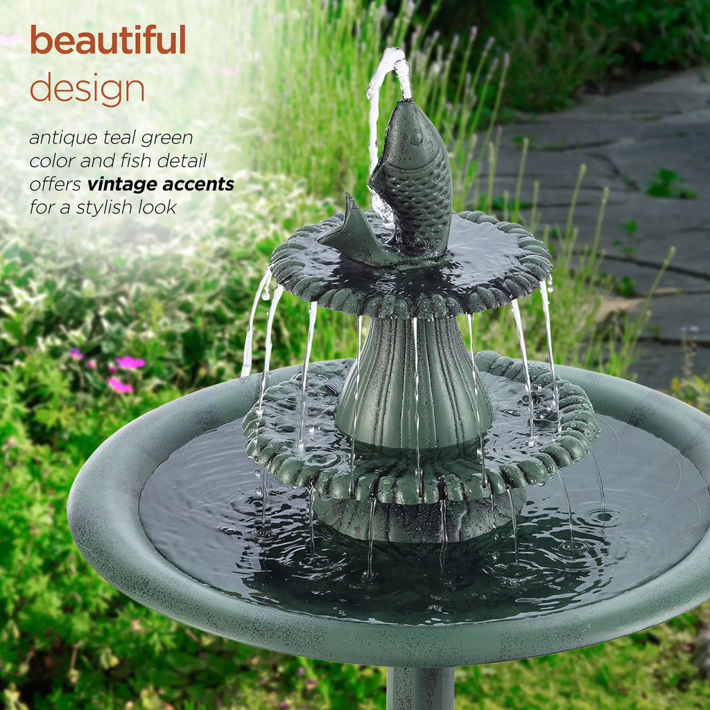 Plastic Green Pedestal Corporation Alpine Bird Fountain Bath, 3-Tier