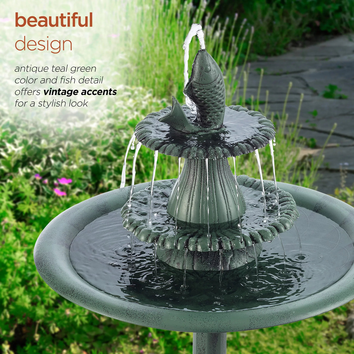 Plastic Green Pedestal Corporation Alpine Bird Fountain Bath, 3-Tier
