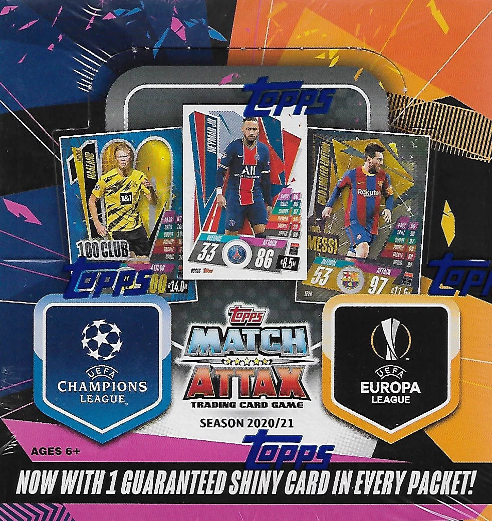 2021 Cards UEFA Topps Box Pack Champions 30 with Soccer League Display Match Attax Shiny 2020