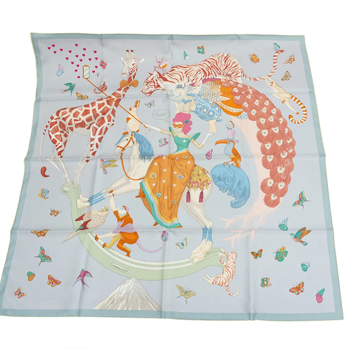 Story Glacier Blue 2022AW Purchased 90 Men's in Silk July H003875S Women's (Like New) Pink Multicolor HERMES 2022 Scarf Carre Muffler Hermes STORY SCARF90 Pre-Owned