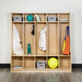 5 Design BizChair Locker Cubbies, Wooden Friendly and Storage Organizer Bench, 48"H School Coat 48"L - with Kid x Section Hook-Safe, (Natural)