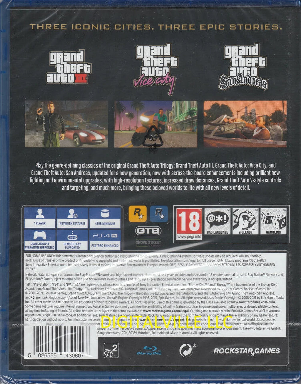 GTA Theft Sealed Auto Trilogy PS4 New Brand Grand Definitive