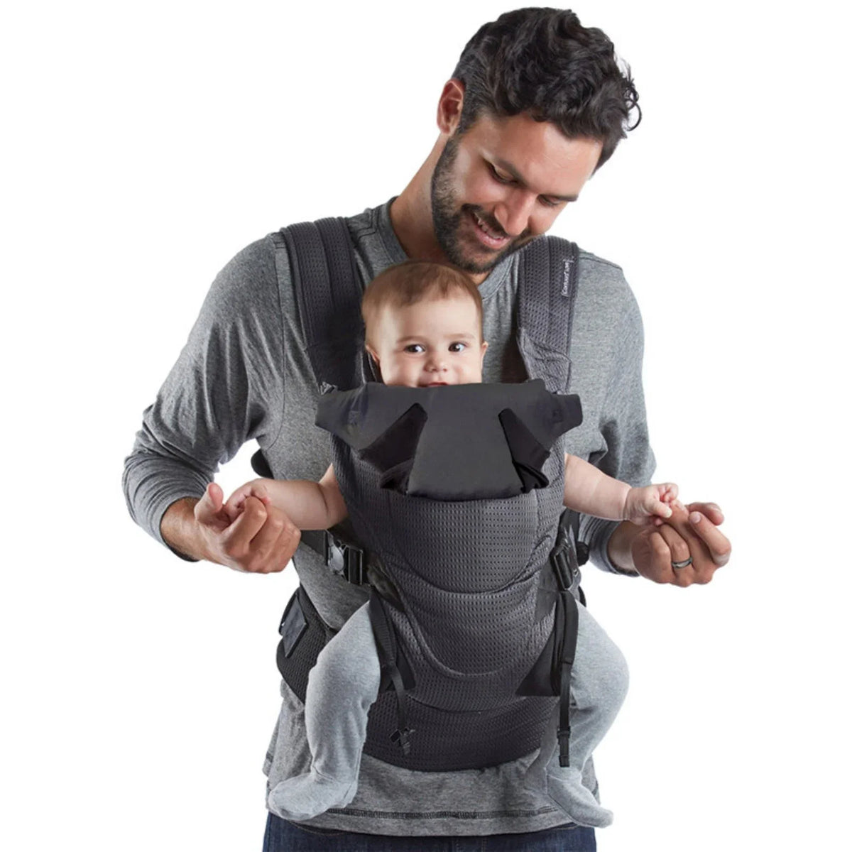 Newborn, Infant, Charcoal Contours Carrier, Gray Mesh, Size Baby Love One 3-Position Toddler,