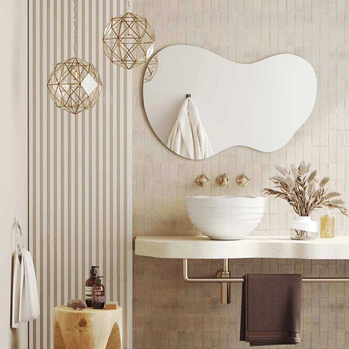 Wall Reflection by - Multiple Irregular Directions Hotel HD Quality from with x - Clarity 36" Designs 24" - Craftsmanship Frameless Mount Barnyard Mirror Abstract Asymmetrical Shape